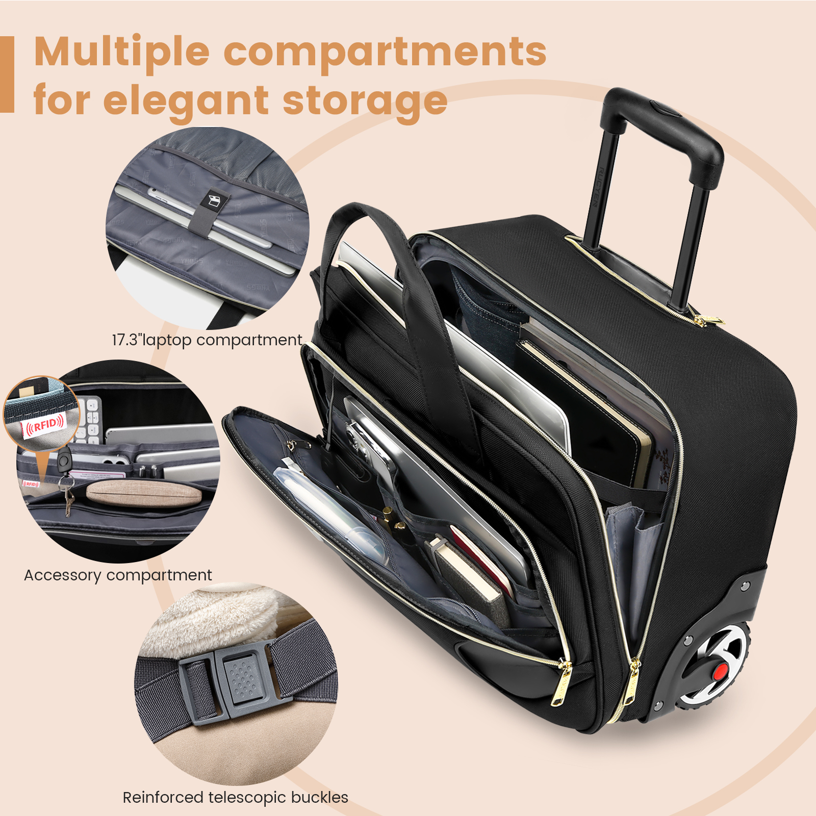 18 Inch Rolling Briefcase Larg - đánh giá và giá Laptop Accessories Organizer Bag