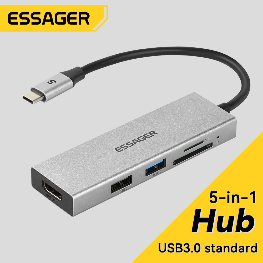 Essager 5 in 1 USB C HUB HDMI- - đánh giá và giá Usb C Docking Hub