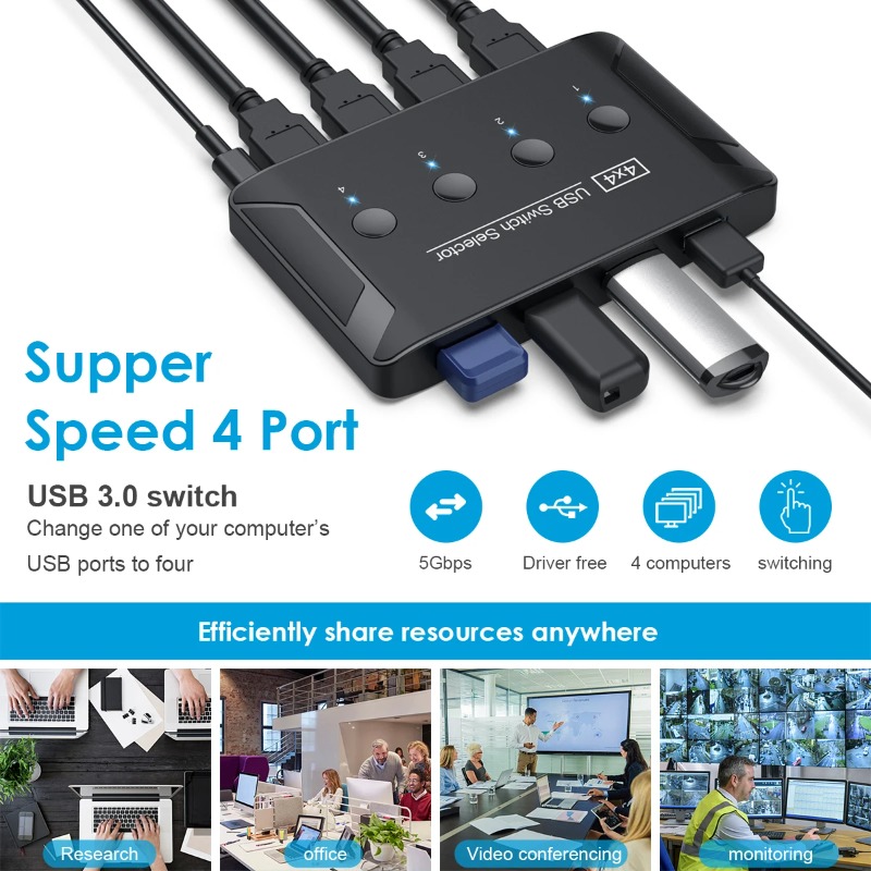 4 In 4 Out KVM USB3.0 Switch S - đánh giá và giá Laptop Accessories Women