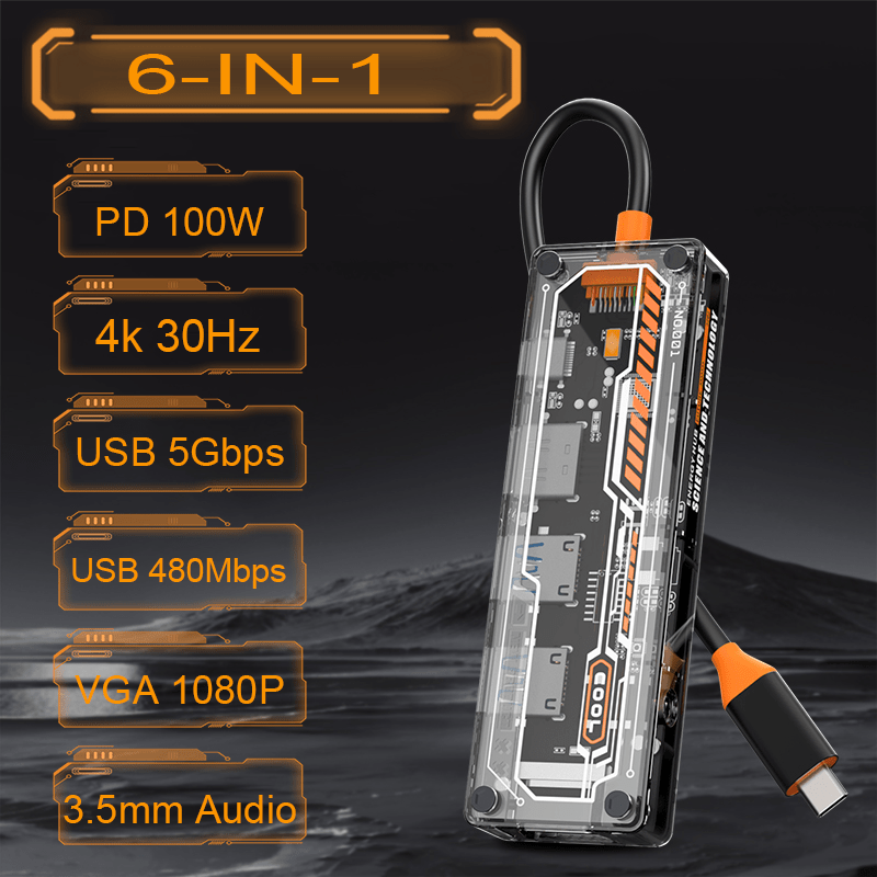 6-in-1 USB C Hub for MacBook P - đánh giá và giá Usb C Docking Hub