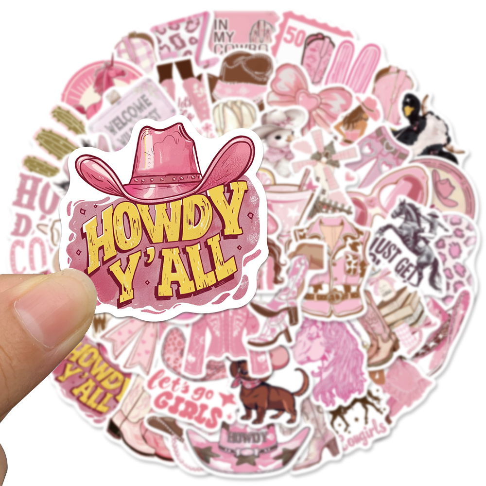 50PCS Pink Cowgirl Stickers Wa - đánh giá và giá Laptop Accessories Aesthetic
