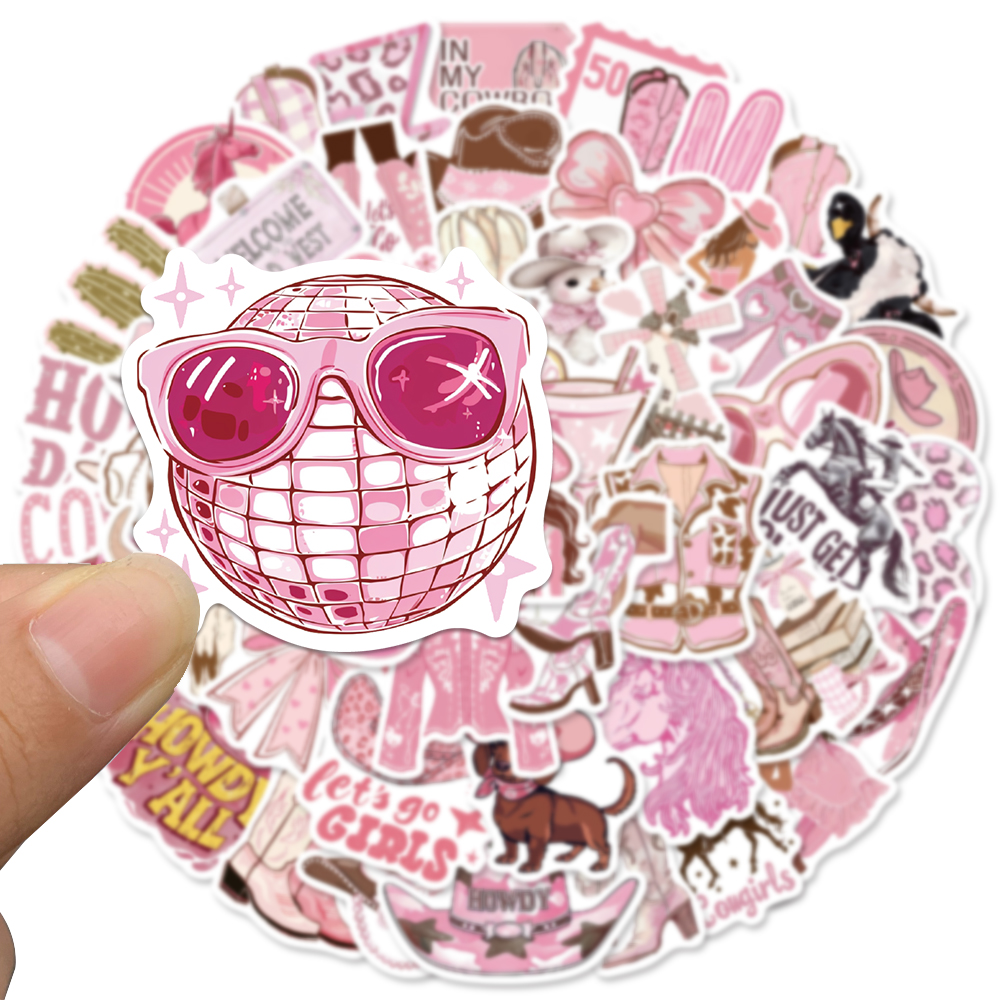 50PCS Pink Cowgirl Stickers Wa - đánh giá và giá Laptop Accessories Aesthetic