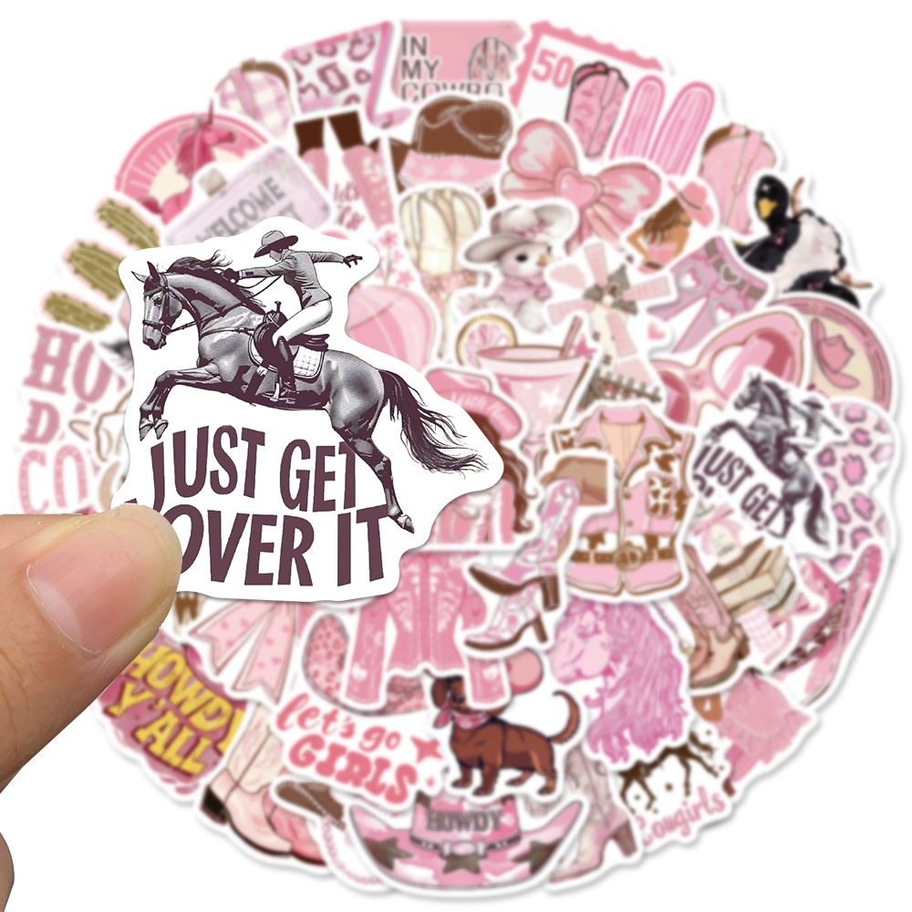50PCS Pink Cowgirl Stickers Wa - đánh giá và giá Laptop Accessories Aesthetic