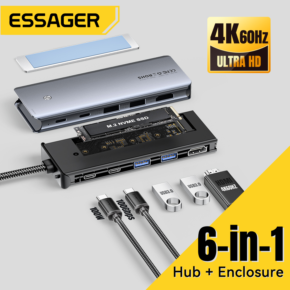 Essager USB C Hub With M.2 SSD - đánh giá và giá Usb C Docking Hub