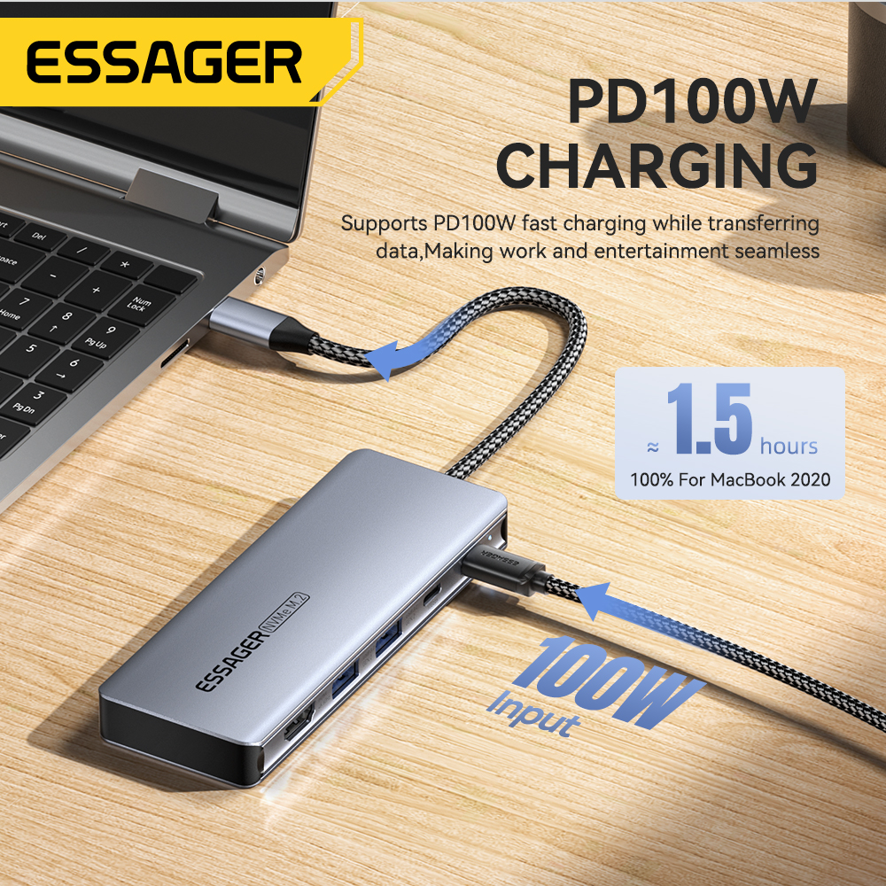Essager USB C Hub With M.2 SSD - đánh giá và giá Usb C Docking Hub