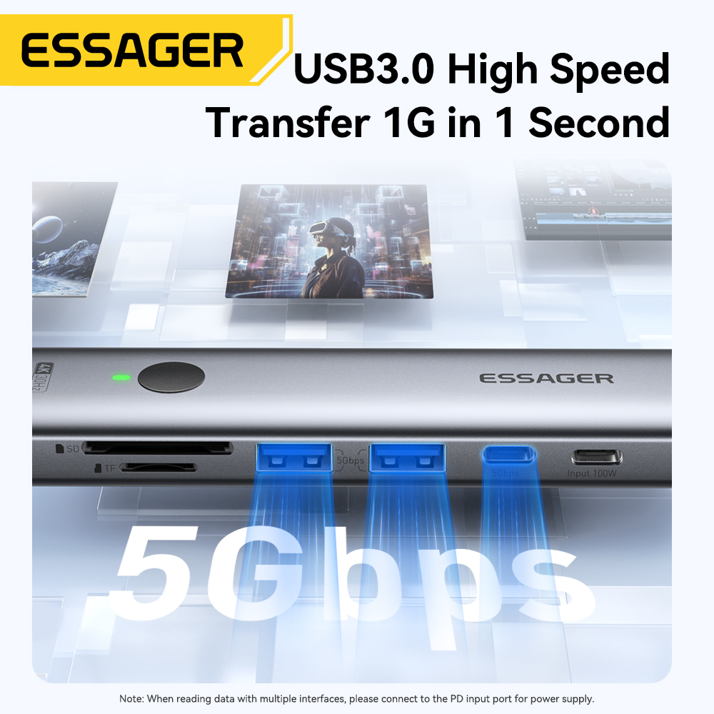 Essager USB C HUB 4K 7-in-1 Ty - đánh giá và giá Usb C Docking Hub