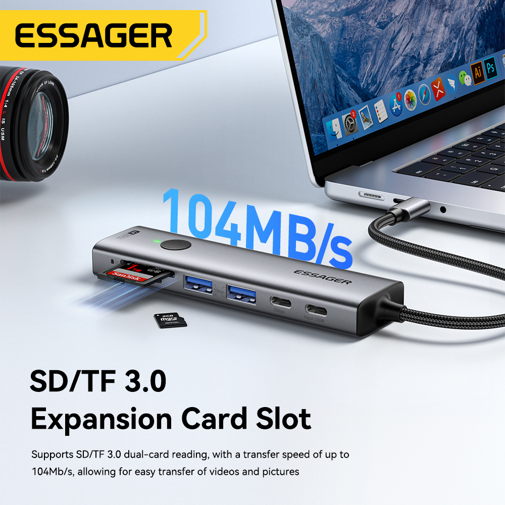 Essager USB C HUB 4K 7-in-1 Ty - đánh giá và giá Usb C Docking Hub